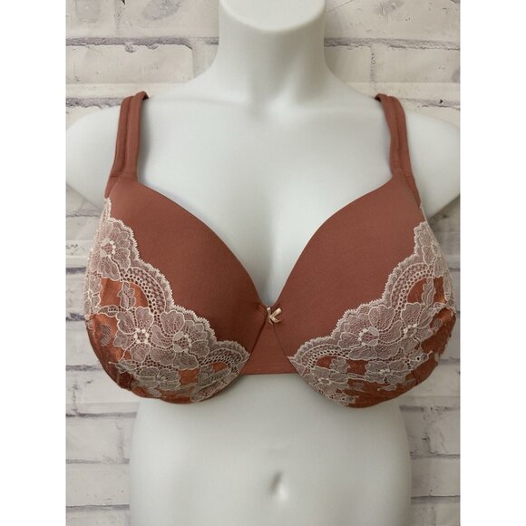 Cacique Lightly Lined Full Coverage Bra Size‎ 44DD Orange Rust Lace Trim - Picture 1 of 11